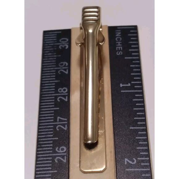 Vintage Tie Clip Bar Letter P Goldtone 2 Inches Length Peter Paul Patrick Pete - Picture 7 of 8